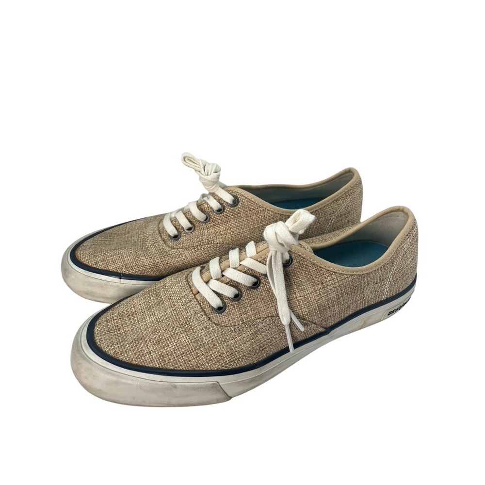 SeaVees Legend Sneaker Mens Size 9 Beige Raffia Woven Low Top Lace Up